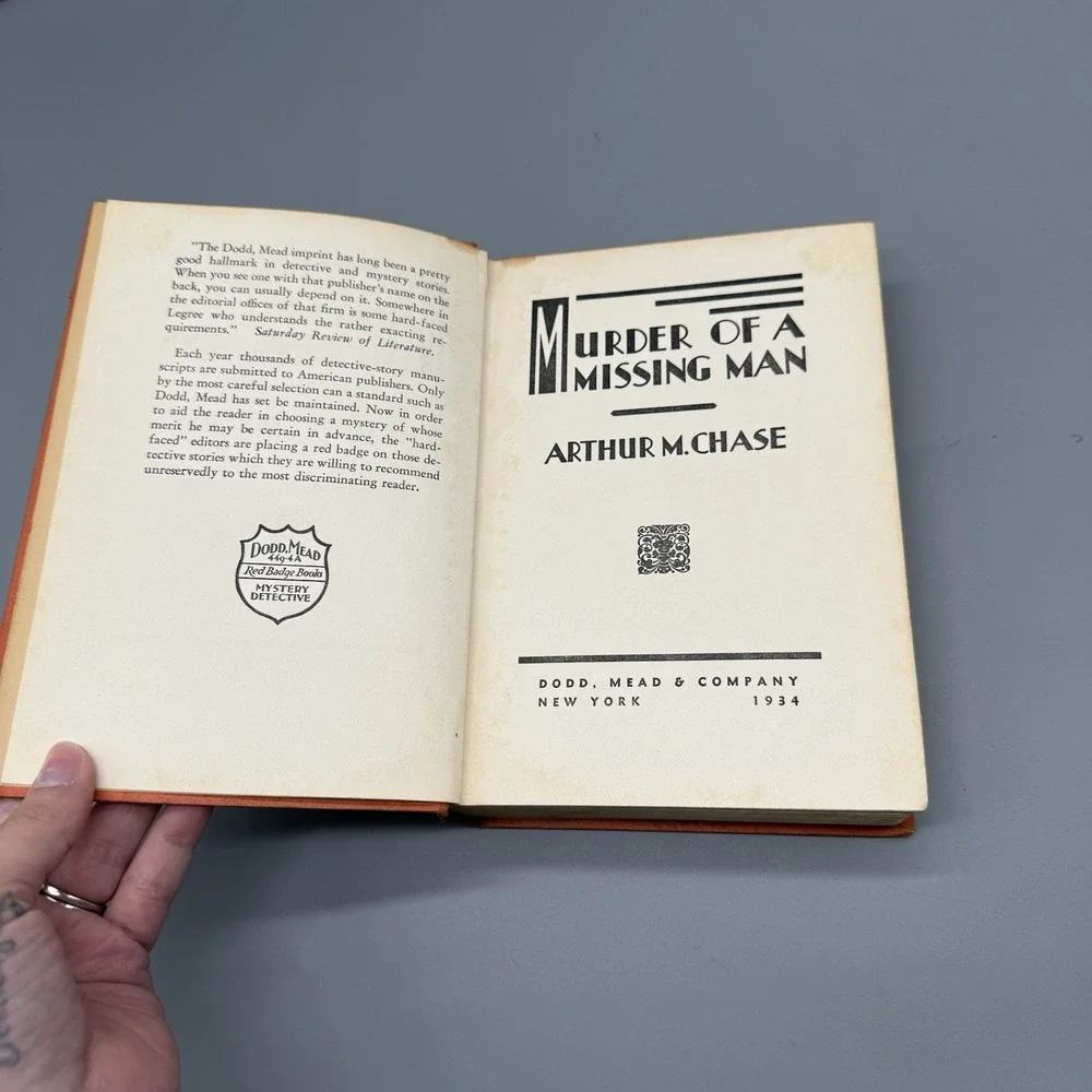 Vintage 1934 Murder of a Missing Man Arthur M. Chase Dodd Mead Hardcover Mystery